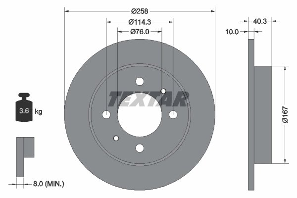 DISC FRANA TEXTAR 92117103 - Compatibil cu HYUNDAI, HYUNDAI (BEIJING)