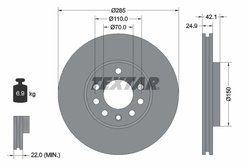 DISC FRANA TEXTAR 92118705 - Compatibil cu CADILLAC, CHEVROLET, FIAT, HOLDEN, OPEL, SAAB, VAUXHALL