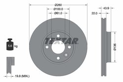 DISC FRANA TEXTAR 92119203 - Compatibil cu DACIA, LADA, MAZDA, NISSAN, RENAULT