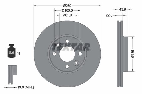 DISC FRANA TEXTAR 92119203 - Compatibil cu DACIA, LADA, MAZDA, NISSAN, RENAULT
