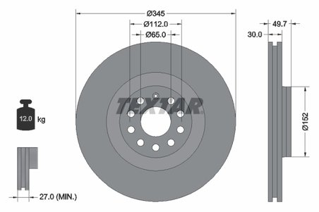 DISC FRANA TEXTAR 92120605 - Compatibil cu AUDI, SEAT, SKODA, VW