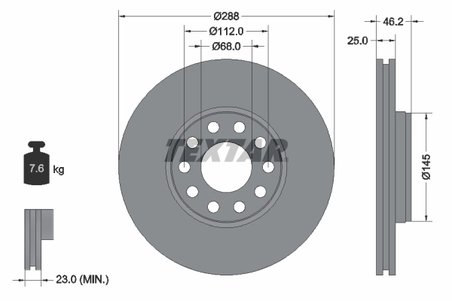 DISC FRANA TEXTAR 92121005 - Compatibil cu SKODA, VW
