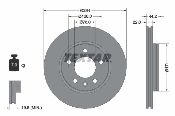 DISC FRANA TEXTAR 92121403 - Compatibil cu VW