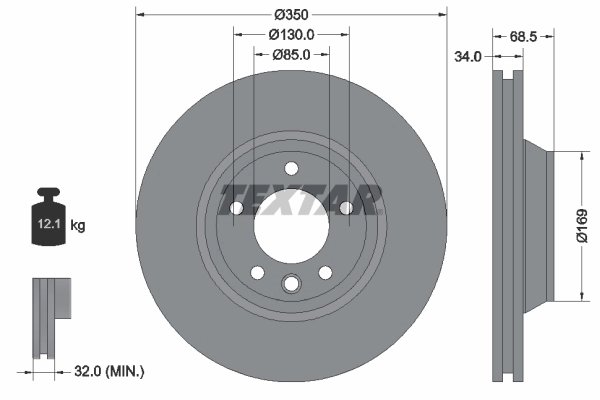DISC FRANA TEXTAR 92121705 - Compatibil cu AUDI, PORSCHE, VW