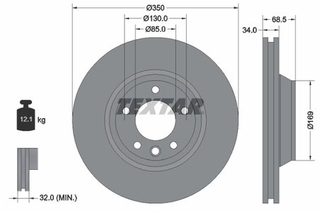 DISC FRANA TEXTAR 92121705 - Compatibil cu AUDI, PORSCHE, VW