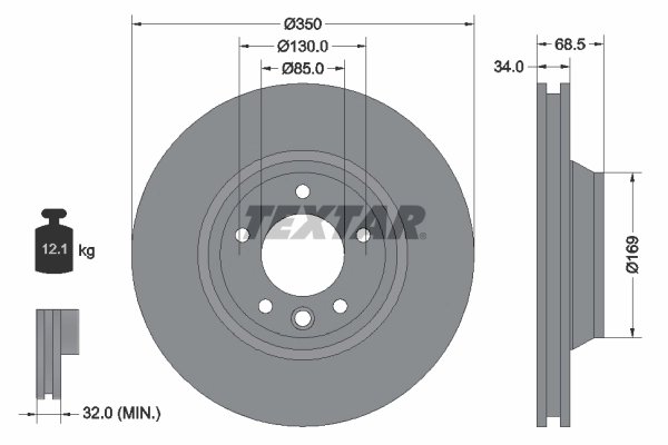 DISC FRANA TEXTAR 92121805 - Compatibil cu AUDI, PORSCHE, VW