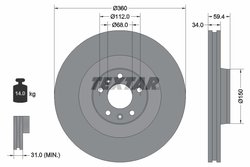 DISC FRANA TEXTAR 92122203 - Piesa auto compatibila cu mai multe marci
