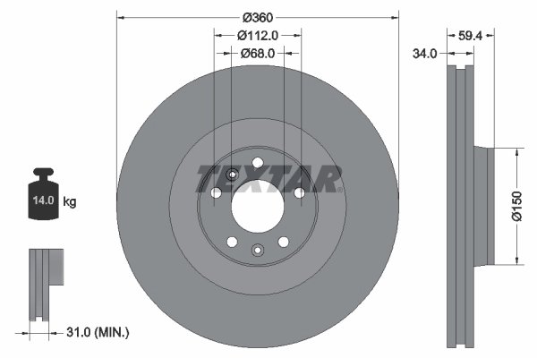 DISC FRANA TEXTAR 92122205 - Compatibil cu AUDI, VW