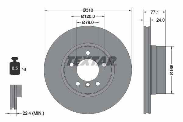DISC FRANA TEXTAR 92122505 - Compatibil cu BMW, BMW (BRILLIANCE)