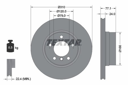 DISC FRANA TEXTAR 92122505 - Compatibil cu BMW, BMW (BRILLIANCE)