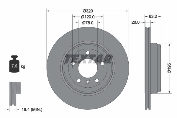 DISC FRANA TEXTAR 92122703 - Compatibil cu BMW, BMW (BRILLIANCE)
