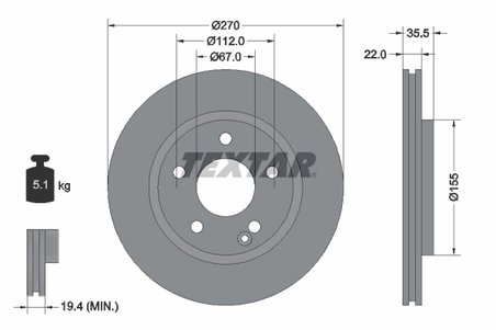 DISC FRANA TEXTAR 92124503 - Compatibil cu MERCEDES-BENZ