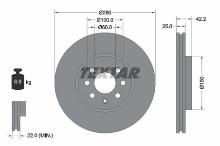 DISC FRANA TEXTAR 92124603 - Compatibil cu CHEVROLET, HOLDEN, OPEL, VAUXHALL