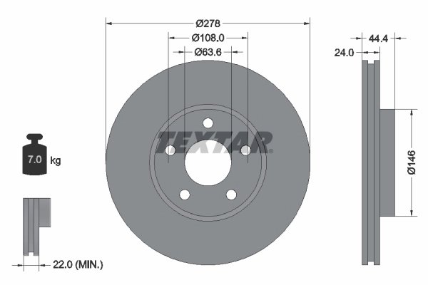 DISC FRANA TEXTAR 92124803 - Compatibil cu FORD