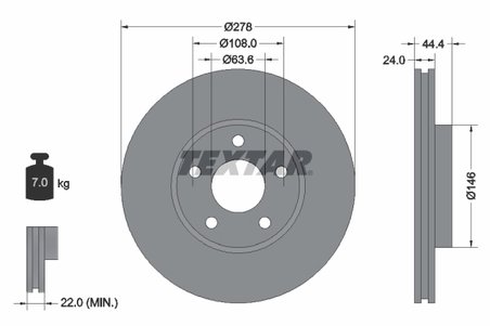 DISC FRANA TEXTAR 92124803 - Compatibil cu FORD