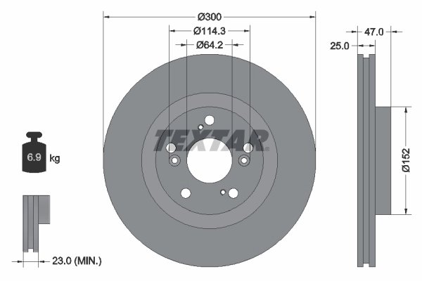 DISC FRANA TEXTAR 92125000 - Compatibil cu ACURA, HONDA, HONDA (DONGFENG)