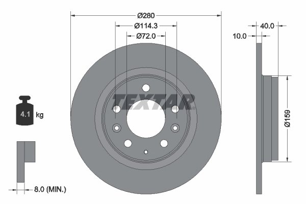 DISC FRANA TEXTAR 92125603 - Compatibil cu BESTURN (FAW), HAIMA (FAW), ISUZU, MAZDA, MAZDA (FAW), ZHONGHUA (BRILLIANCE)