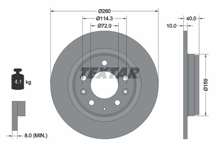 DISC FRANA TEXTAR 92125603 - Compatibil cu BESTURN (FAW), HAIMA (FAW), ISUZU, MAZDA, MAZDA (FAW), ZHONGHUA (BRILLIANCE)