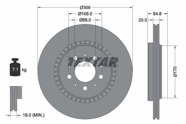 DISC FRANA TEXTAR 92126803 - Compatibil cu VOLVO, VOLVO ASIA
