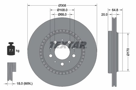 DISC FRANA TEXTAR 92126803 - Compatibil cu VOLVO, VOLVO ASIA