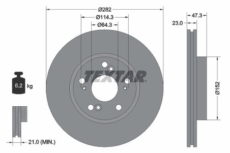 DISC FRANA TEXTAR 92128400 - Compatibil cu BYD, CIIMO, HONDA, HONDA (DONGFENG), HONDA (GAC)