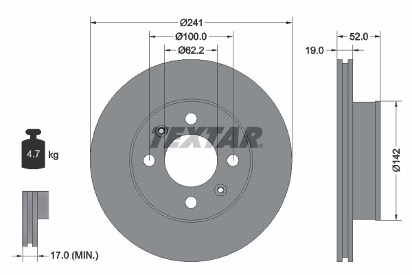 DISC FRANA TEXTAR 92128503 - Compatibil cu DODGE, HYUNDAI, KIA (DYK)