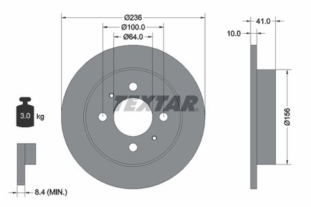 DISC FRANA TEXTAR 92128600 - Compatibil cu MITSUBISHI, PROTON, SOUEAST