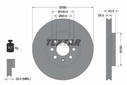 DISC FRANA TEXTAR 92129303 - Compatibil cu HOLDEN, OPEL, VAUXHALL