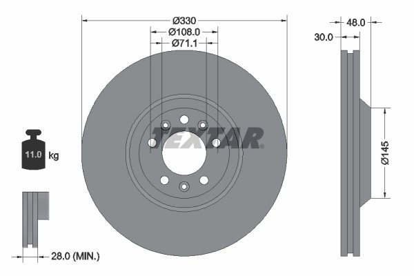 DISC FRANA TEXTAR 92129503 - Compatibil cu CITROEN, PEUGEOT