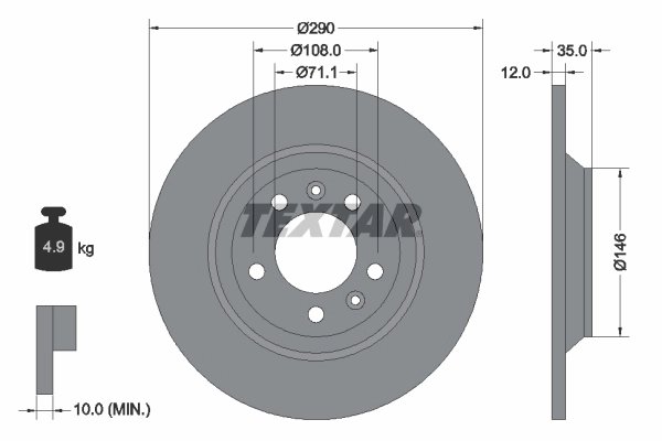 DISC FRANA TEXTAR 92129603 - Compatibil cu CITROEN, PEUGEOT