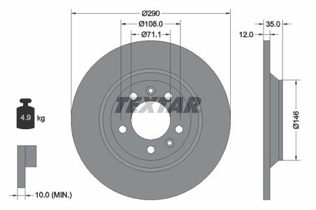 DISC FRANA TEXTAR 92129603 - Compatibil cu CITROEN, PEUGEOT