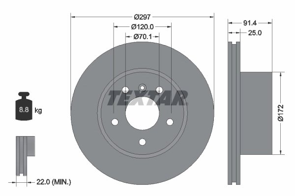 DISC FRANA TEXTAR 92129700 - Compatibil cu LAND ROVER