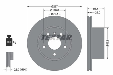 DISC FRANA TEXTAR 92129700 - Compatibil cu LAND ROVER