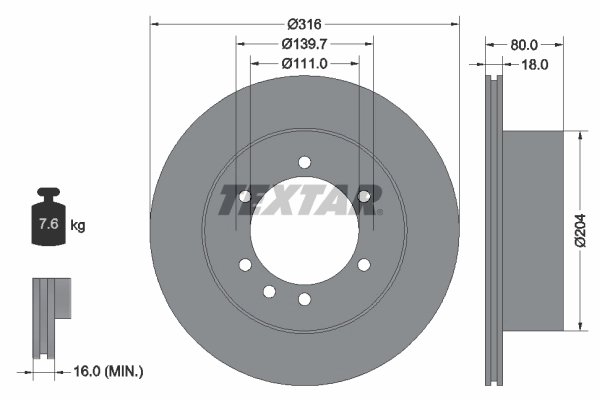 DISC FRANA TEXTAR 92129900 - Compatibil cu FORD AUSTRALIA, NISSAN