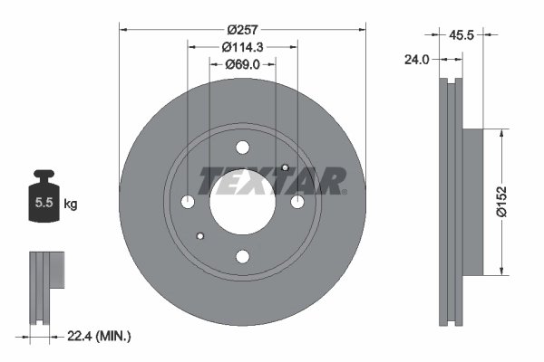 DISC FRANA TEXTAR 92130800 - Compatibil cu HYUNDAI, HYUNDAI (BEIJING), INOKOM