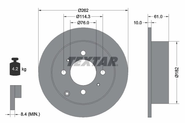 DISC FRANA TEXTAR 92130900 - Compatibil cu HYUNDAI, HYUNDAI (BEIJING), INOKOM, KIA, KIA (DYK)