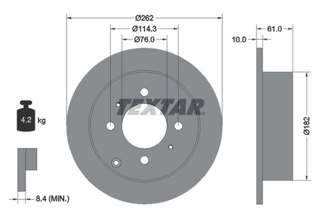 DISC FRANA TEXTAR 92130900 - Compatibil cu HYUNDAI, HYUNDAI (BEIJING), INOKOM, KIA, KIA (DYK)
