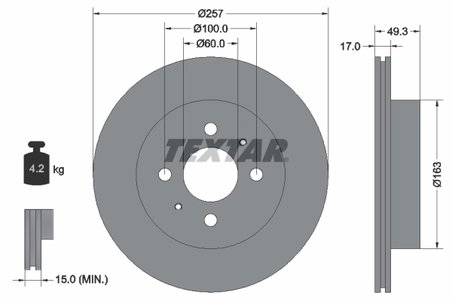 DISC FRANA TEXTAR 92131200 - Compatibil cu CHEVROLET, HOLDEN, SUZUKI