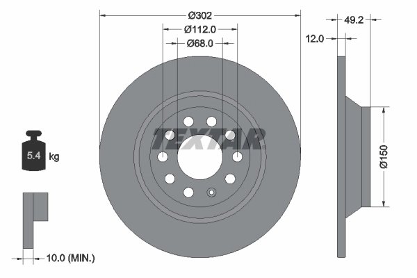 DISC FRANA TEXTAR 92132503 - Compatibil cu AUDI, AUDI (FAW), BYD