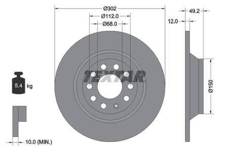 DISC FRANA TEXTAR 92132503 - Compatibil cu AUDI, AUDI (FAW), BYD