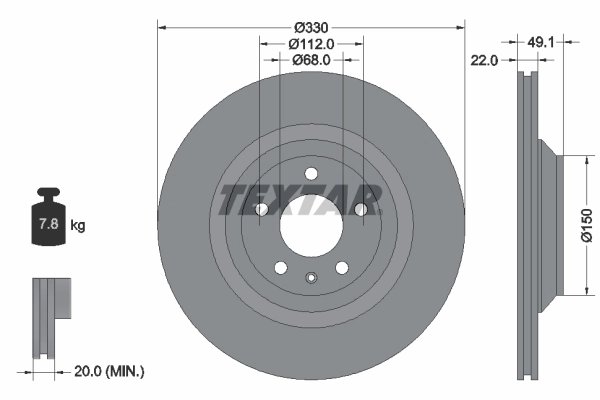 DISC FRANA TEXTAR 92132603 - Compatibil cu AUDI, AUDI (FAW)