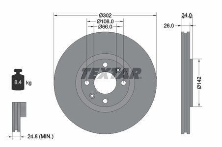 DISC FRANA TEXTAR 92133203 - Compatibil cu ALFA ROMEO, CITROEN, DS, FIAT, JEEP, OPEL, PEUGEOT, VAUXHALL