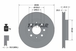 DISC FRANA TEXTAR 92133403 - Compatibil cu BAOJUN (SGMW), CHEVROLET, CHEVROLET (SGM), CHEVROLET (SGMW), DAEWOO, HOLDEN