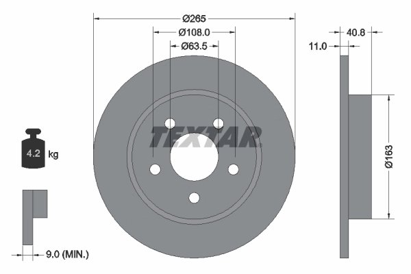 DISC FRANA TEXTAR 92133703 - Compatibil cu FORD, FORD (CHANGAN), HONGQI, HUANGHAI, MAZDA (CHANGAN), MG (SAIC), PEUGEOT (DF-PSA)