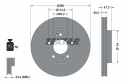 DISC FRANA TEXTAR 92133905 - Compatibil cu HYUNDAI, HYUNDAI (BEIJING), JAC, KIA, KIA (DYK), NAZA