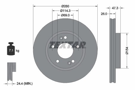 DISC FRANA TEXTAR 92133905 - Compatibil cu HYUNDAI, HYUNDAI (BEIJING), JAC, KIA, KIA (DYK), NAZA