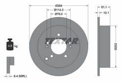 DISC FRANA TEXTAR 92134003 - Compatibil cu HAWTAI, HYUNDAI, HYUNDAI (BEIJING), HYUNDAI (HUATAI), JAC, KIA, KIA (DYK)