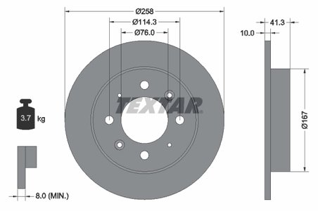 DISC FRANA TEXTAR 92134303 - Compatibil cu HORKI (DYK), KIA, KIA (DYK)