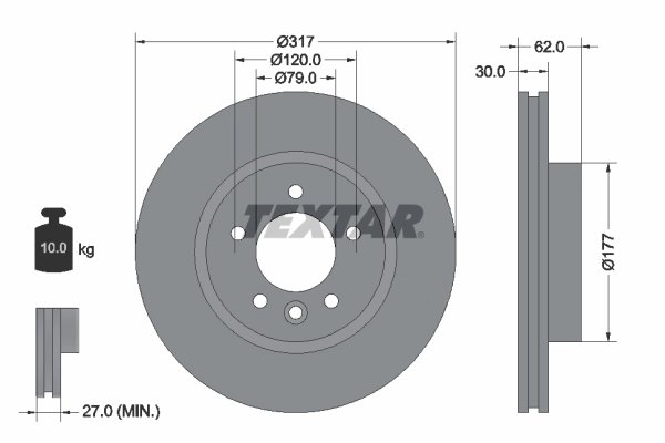 DISC FRANA TEXTAR 92134505 - Compatibil cu LAND ROVER