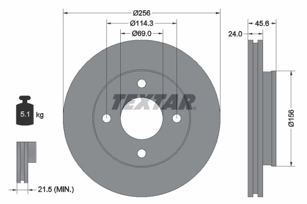 DISC FRANA TEXTAR 92134803 - Compatibil cu MITSUBISHI, SMART